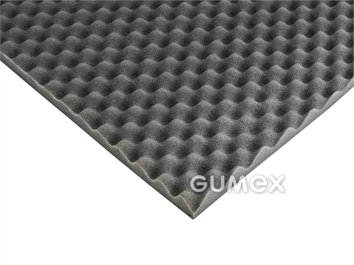 Protihluková izolácia s bosážou 505 ROCKFONIK so samolepkou, hrúbka 50mm, šírka 1500mm, hustota 25kg/m3, spenený PU, samozhášavá, -70°C/+110°C, antracitová